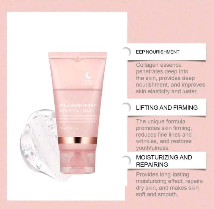 1pc Collagen Overnight Sleeping Mask, Deep Moisturizing Gel Face Mask, Hydrating Face Mask